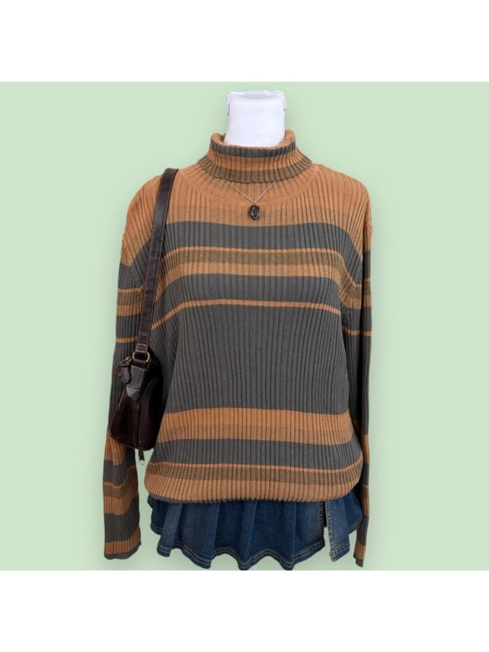y2k striped granola girl turtleneck sweater top
